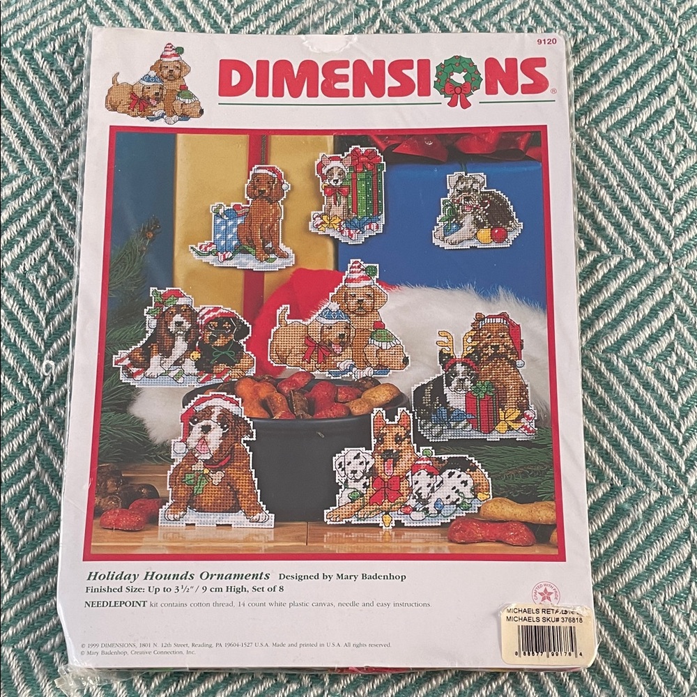 Dimensions Holiday Hounds Ornaments Needlepoint Kit.